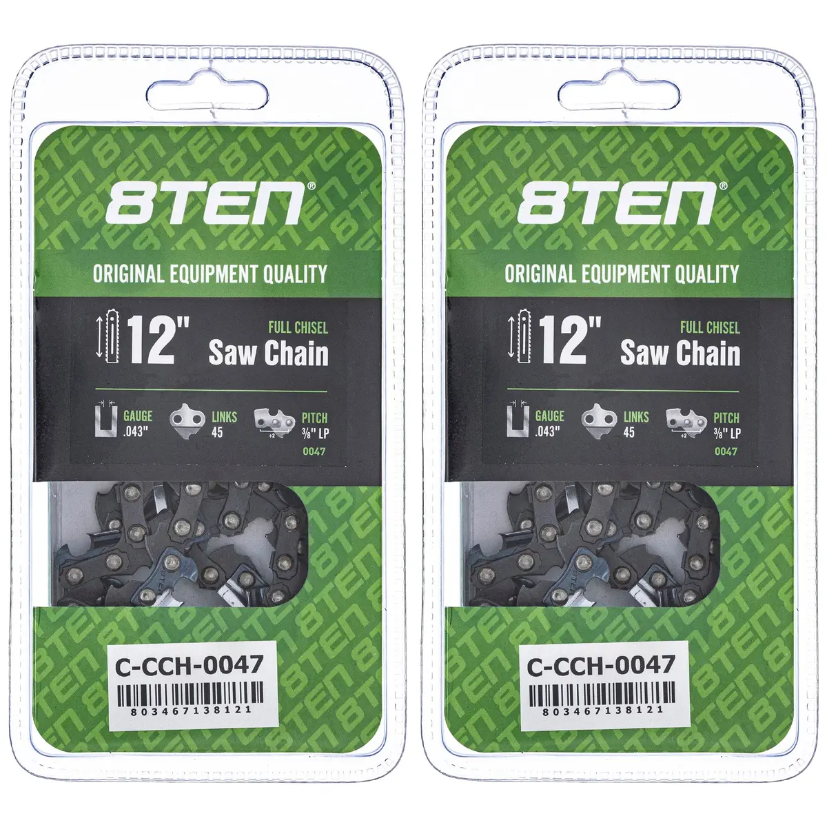 Chainsaw Chain 12 Inch .043 3/8 Lp 45Dl For Echo 90Px045g 90Px45cq 90Px045e 61Pmm345e 591105045 | 2-Pack 1