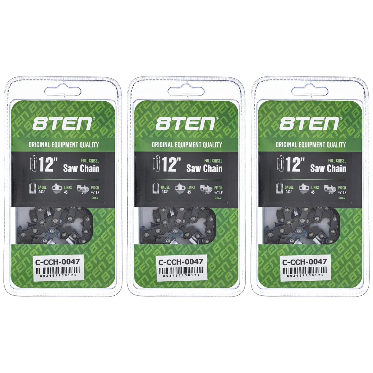 Chainsaw Chain 12 Inch .043 3/8 Lp 45Dl For Echo 90Px045g 90Px45cq 90Px045e 61Pmm345e 591105045 | 3-Pack 1