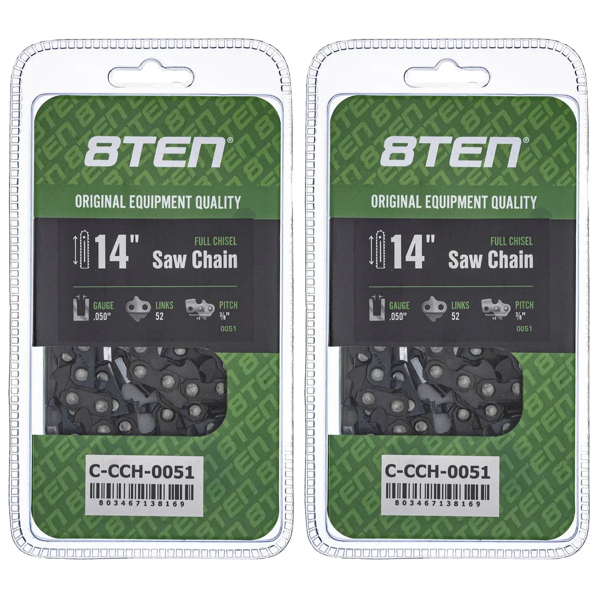 Chainsaw Chain 14 Inch .050 3/8 52Dl For Echo Husqvarna Dolmar 576936552 501847052 91Px52cq | 2-Pack 1