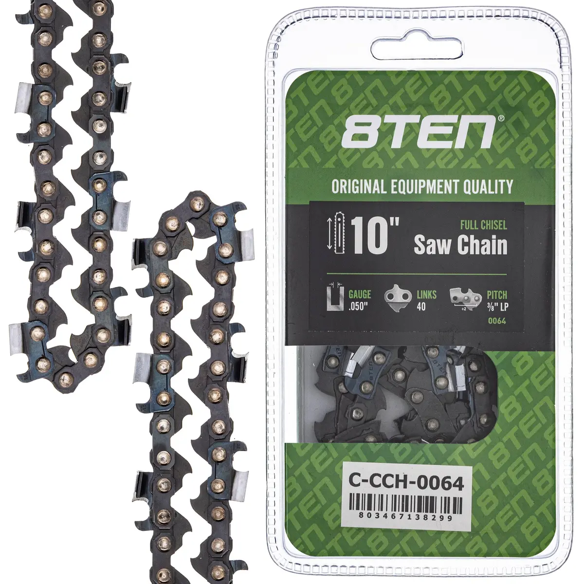 Full Chisel Chainsaw Chain 10 Inch .050 3/8 Lp 40Dl For Husqvarna Echo Poulan 1