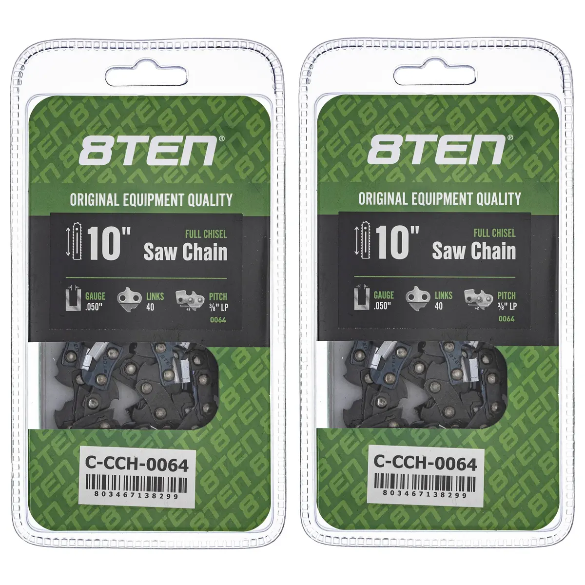 Full Chisel Chainsaw Chain 10 Inch .050 3/8 Lp 40Dl For Husqvarna Echo 2 Pack 1