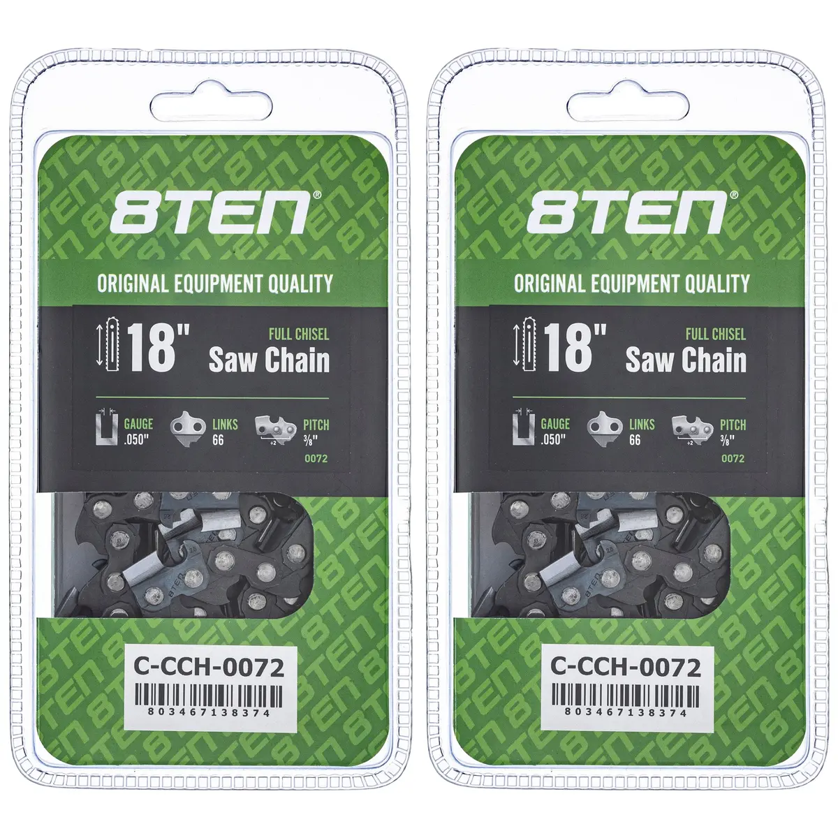Chainsaw Chain 18 Inch .050 3/8 66Dl For Echo Husqvarna 501846568 72Exl066g 72Lpx066g 591132368 | 2-Pack 1