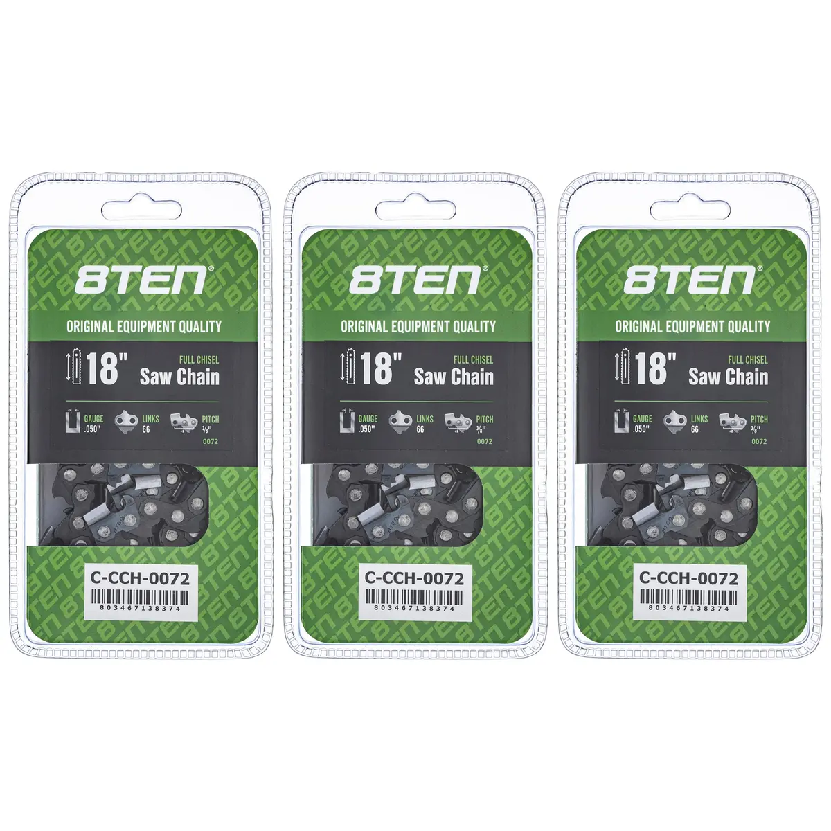 Chainsaw Chain 18 Inch .050 3/8 66Dl For Echo Husqvarna 501846568 72Exl066g 72Lpx066g 591132368 | 3-Pack 1