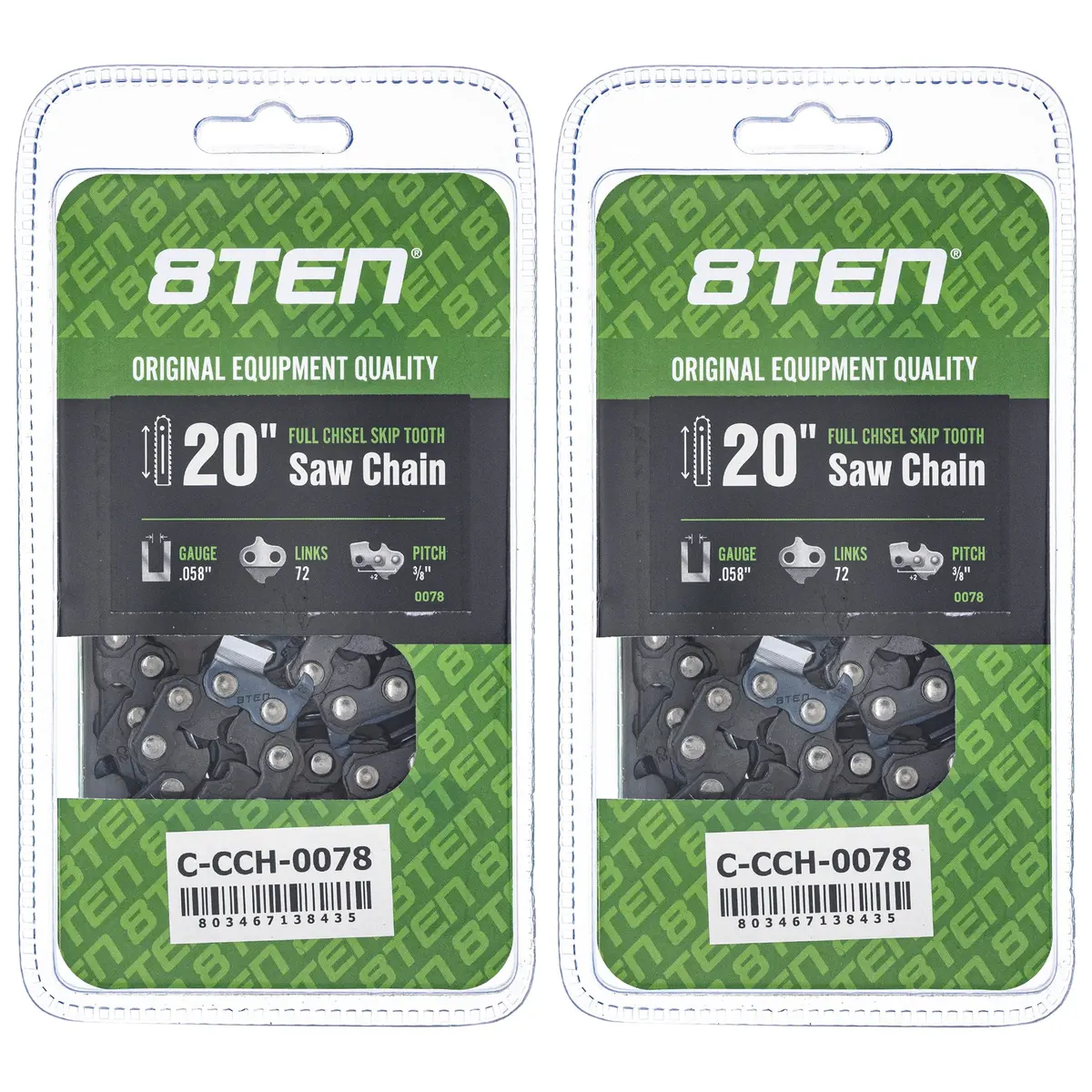 Chainsaw Chain 20 Inch .058 3/8 72Dl For Husqvarna 73Exl072g 581626972 591152572 501842872 501841472 | 2-Pack 1