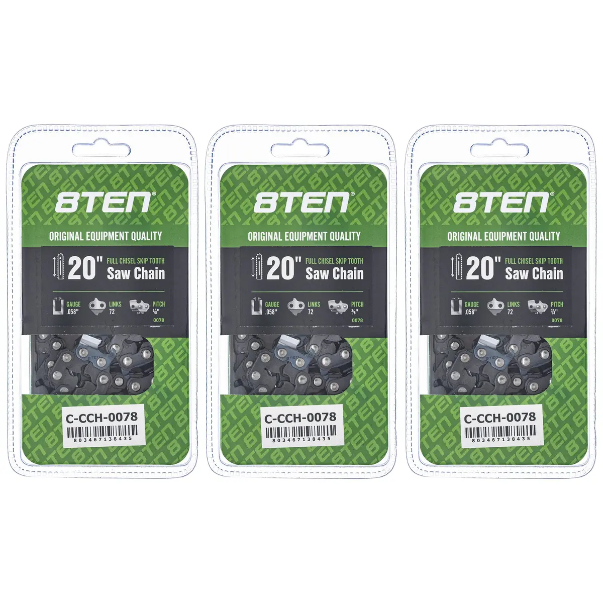 Chainsaw Chain 20 Inch .058 3/8 72Dl For Husqvarna 73Exl072g 581626972 591152572 501842872 501841472 | 3-Pack 1