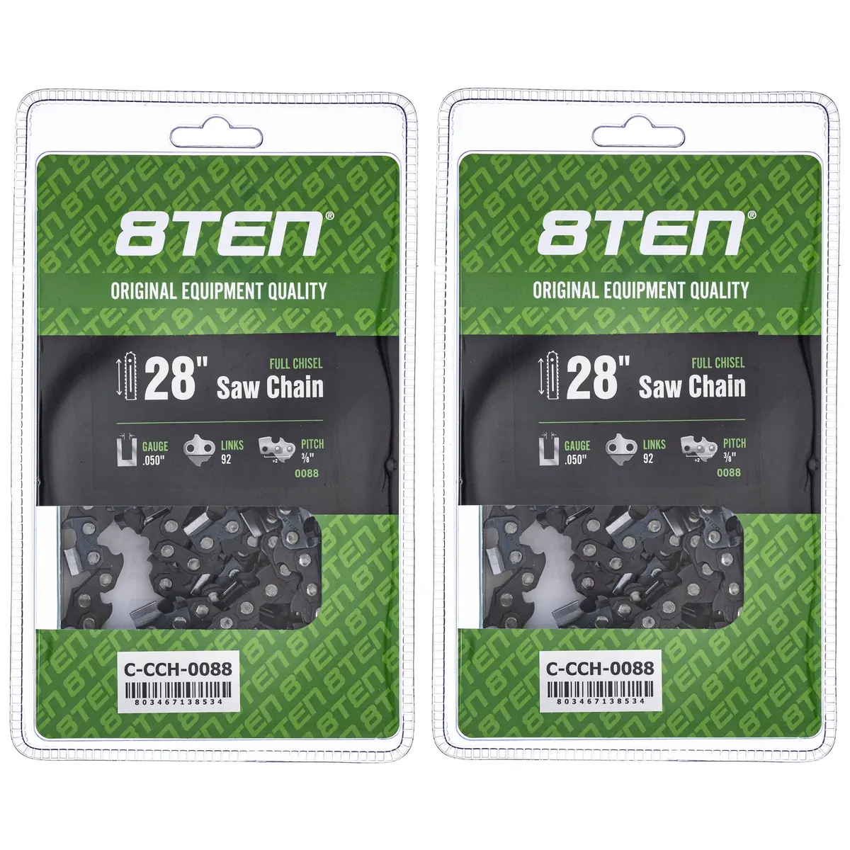 Full Chisel Chainsaw Chain 28 Inch .050 3/8 92Dl For Mcculloch 2 Pack 1