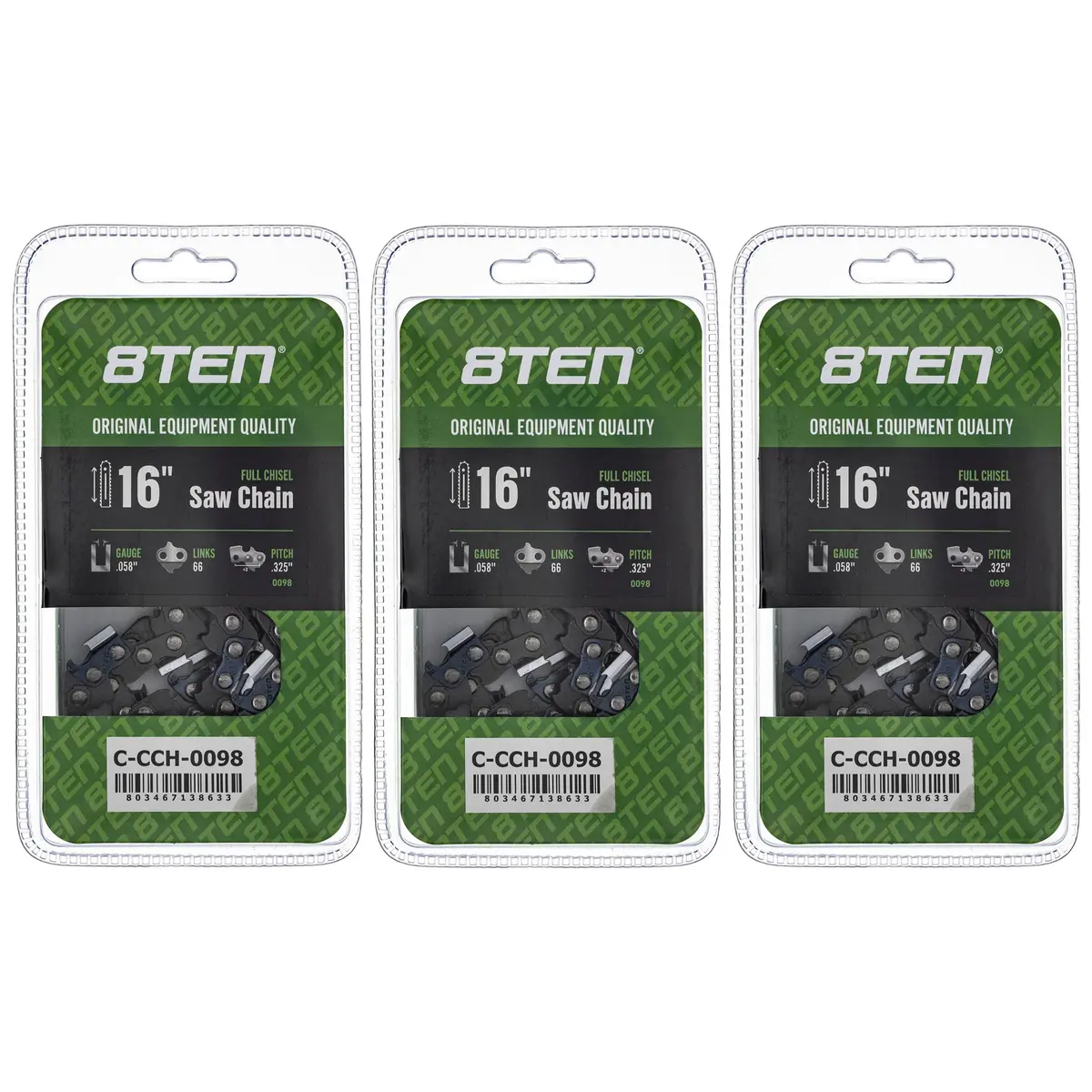 Chainsaw Chain 16 Inch .058 .325 66Dl For Dolmar 21Lpx066g 501840766 591101266 591099066 21Lgx066g | 3-Pack 1