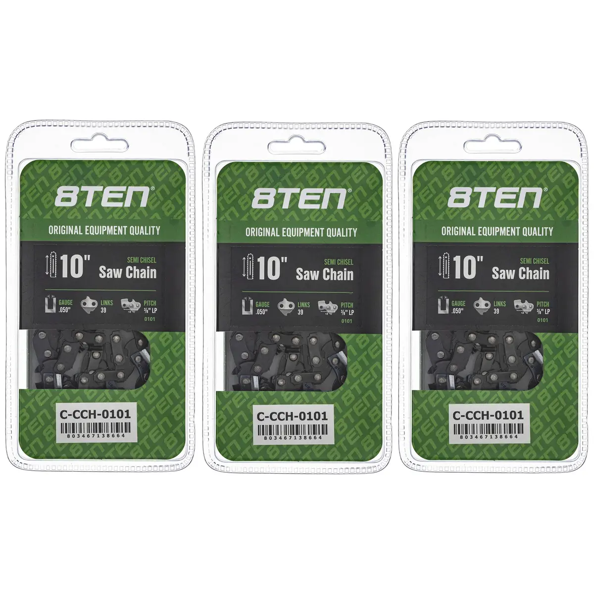 Chainsaw Chain 10 Inch .050 3/8 Lp 39Dl For Echo 91Vxl039g 91Vxl39cq 63Pd339 91Px039g 63Pm339e | 3-Pack 1