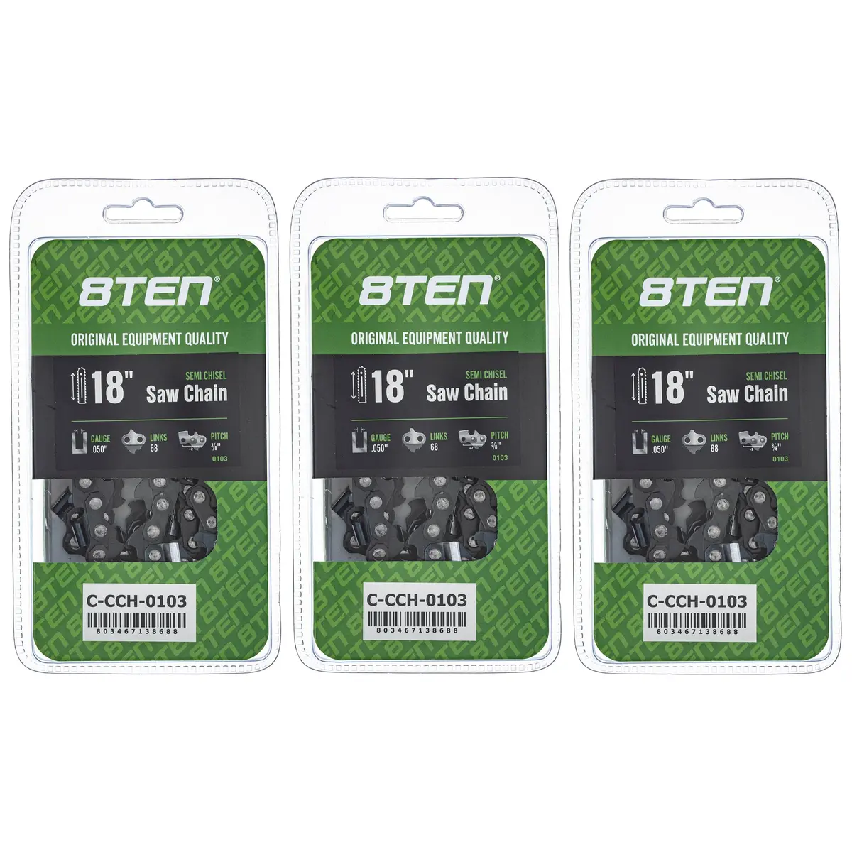 Chainsaw Chain 18 Inch .050 3/8 68Dl For Husqvarna 501842568 501842668 72Lpx068g 591119468 585550068 | 3-Pack 1