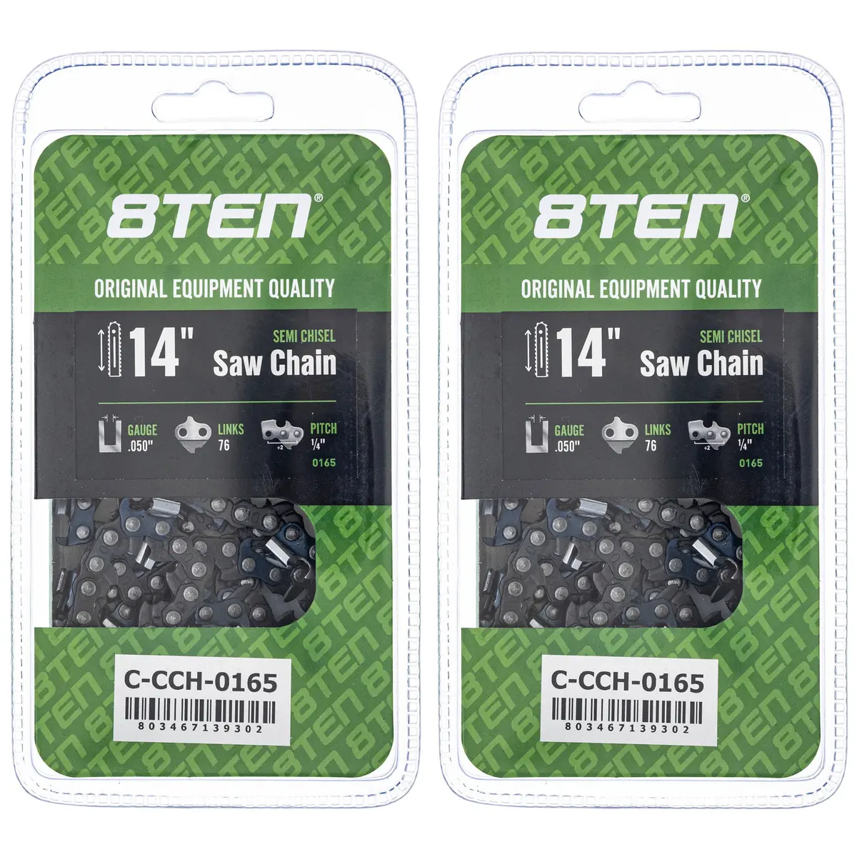 Semi Chisel Chainsaw Chain 14 Inch .050 1/4 76Dl 2 Pack 1