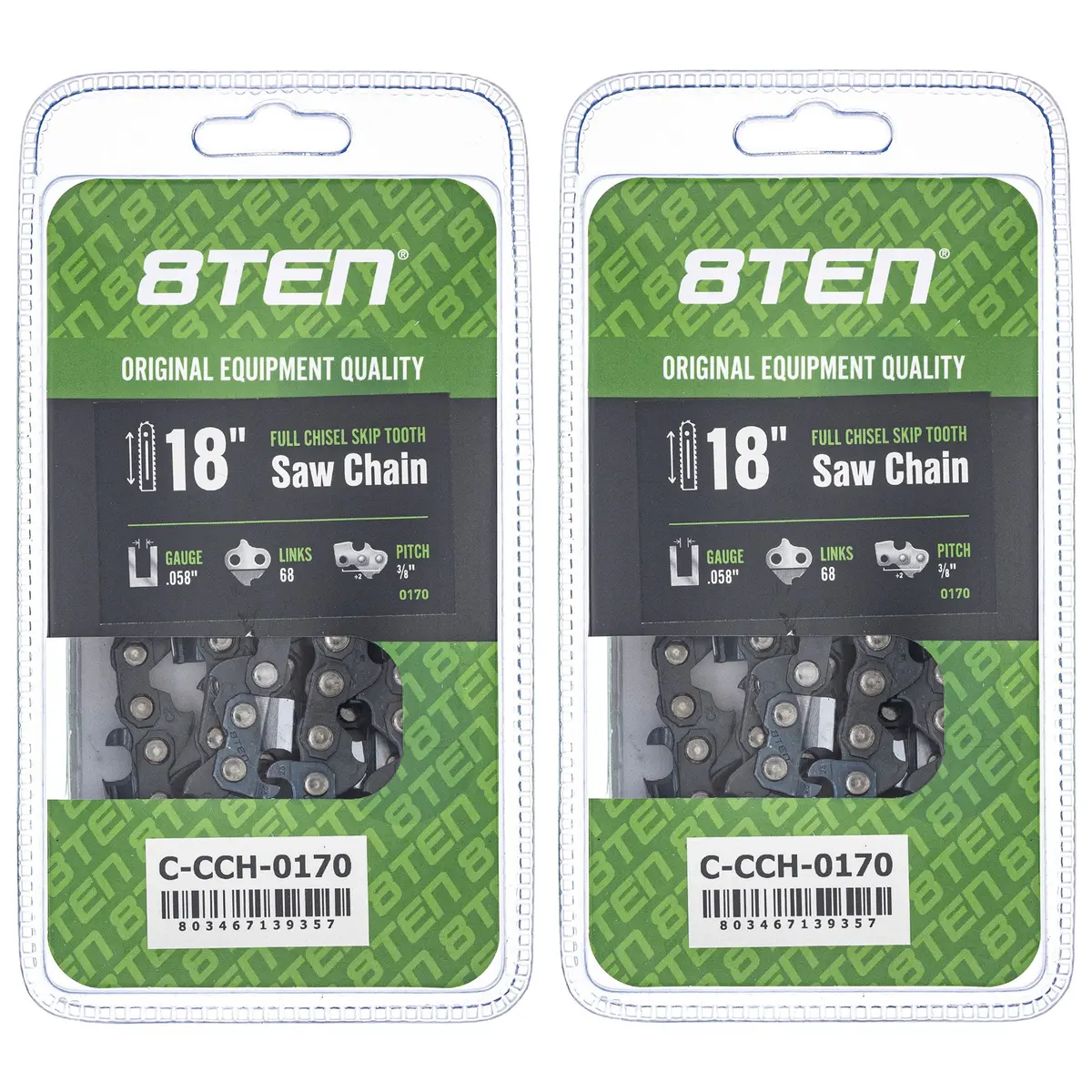 Chainsaw Chain 18 Inch .058 3/8 68Dl For Partner Homelite 73Exl068g 73Lgx068g 591143468 581626968 | 2-Pack 1