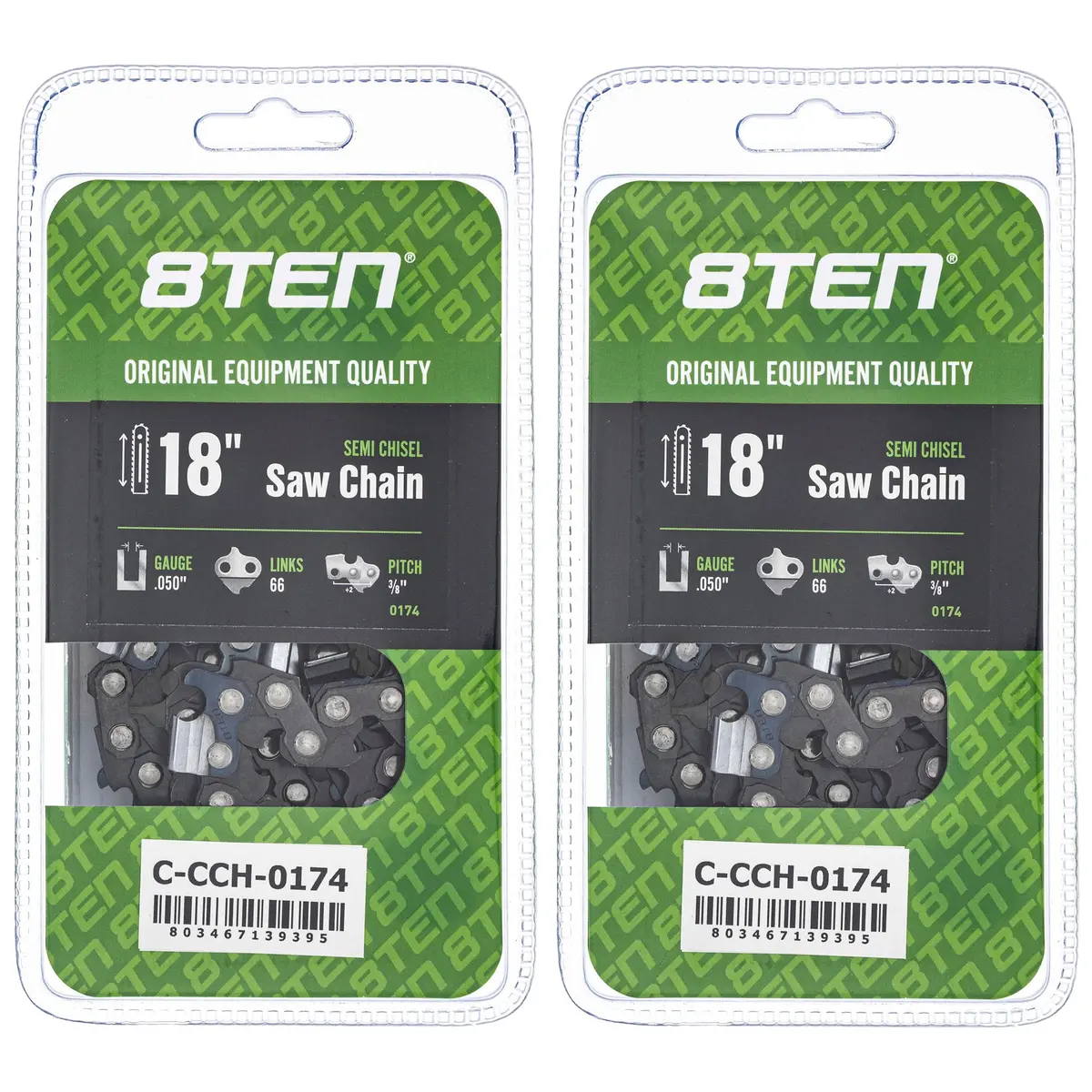 Chainsaw Chain 18 Inch .050 3/8 66Dl For Echo Husqvarna 501846568 72Exl066g 72Lpx066g 591132368 | 2-Pack 1
