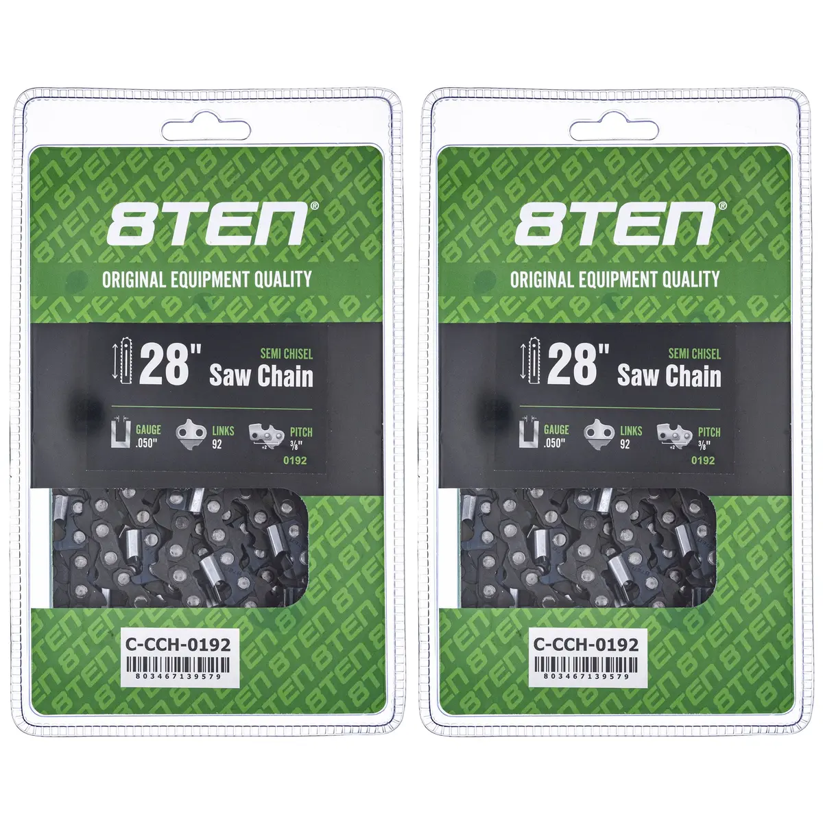 Semi Chisel Chainsaw Chain 28 Inch .050 3/8 92Dl For Mcculloch 2 Pack 1
