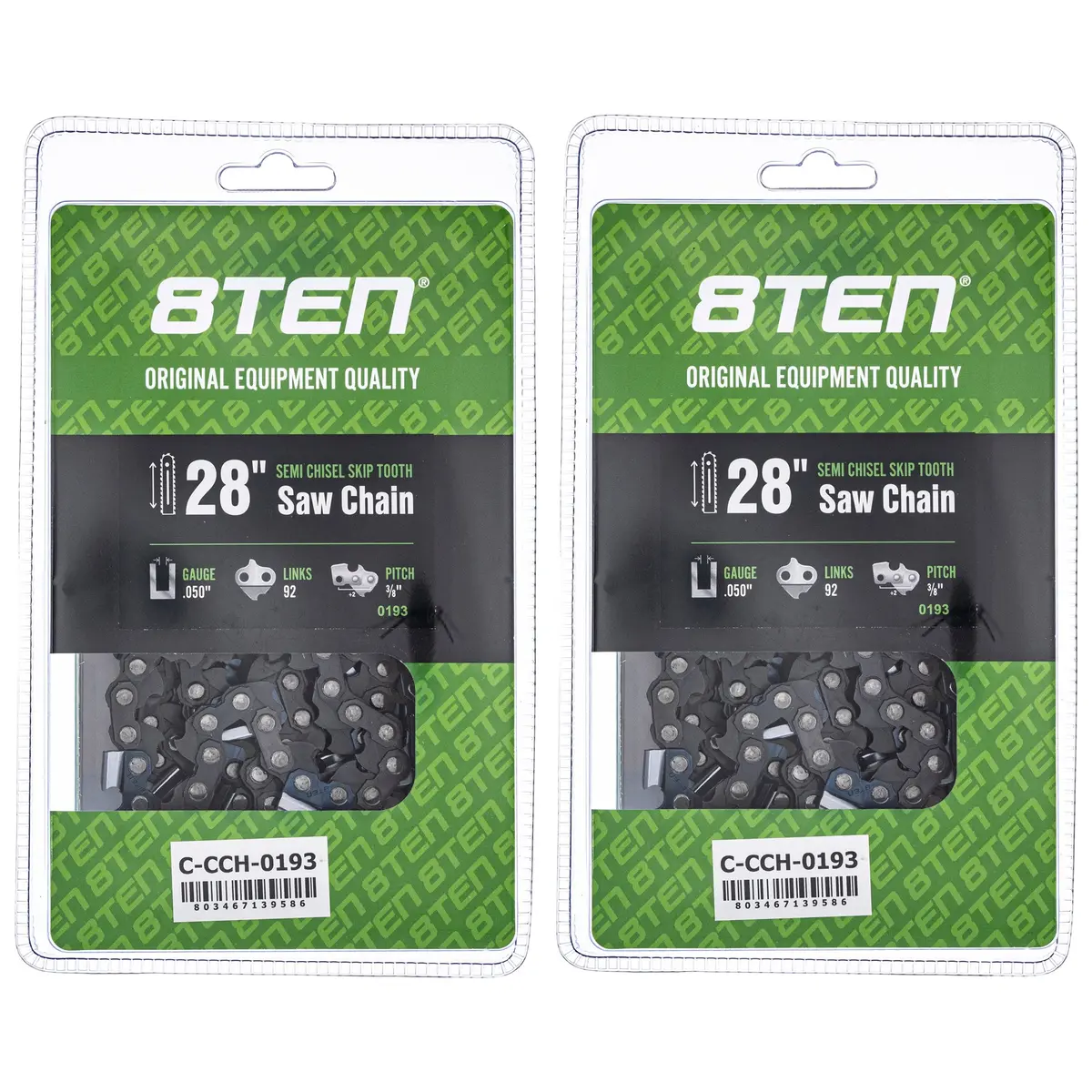 Semi Chisel Skip Tooth Chainsaw Chain 28 Inch .050 3/8 92Dl For Mcculloch 2 Pack 2