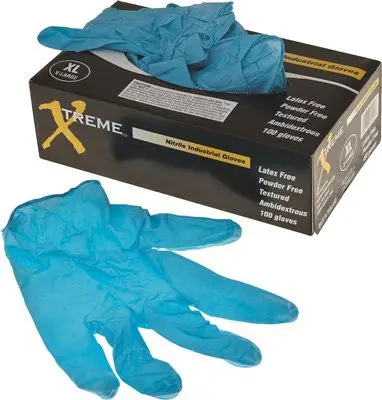 Shubee&Reg; Nitrile Gloves, Extra-Large, Blue, 100 Gloves Per Box 1