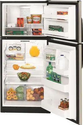 Ge&Reg; Energy Star&Reg; 17.5 Cu.' Top Freezer Refrigerator, Metallic, Reversible Door Swing 1