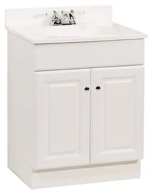 Rsi Home Products Richmond Bathroom Vanity Cabinet With Top, Fully Assembled, 2 Door, White, 24X31x18" 1