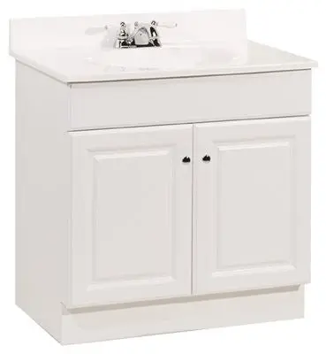 Rsi Home Products Richmond Bathroom Vanity Cabinet With Top, Fully Assembled, 2 Door, White, 30X31x18" 1