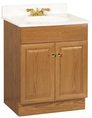 Rsi Home Products Richmond Bathroom Vanity Cabinet With Top, Fully Assembled, 2 Door, Oak Finish, 24X31x18" 1