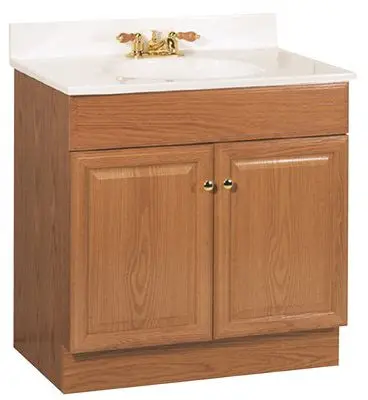 Rsi Home Products Richmond Bathroom Vanity Cabinet With Top, Fully Assembled, 2 Door, Oak Finish, 30X31x18" 1
