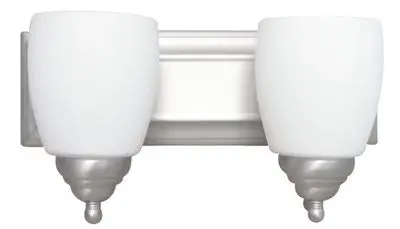 Vanity Light, 2-Light, Frosted Glass, Bn, Inc 1