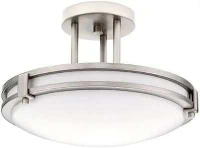 Semi-Flush Ceiling Fixture 13" Diameter White Lens 1