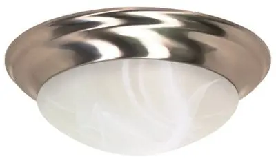 Flush Mount Three Light 17 In.  Brushed Nickel With Alabaster Glass, Incandescent 1