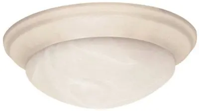 Flush Mount Two Light 14 In.  Textured White,  Alabaster Glass, Incandescent 1