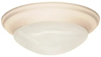 Flush Mount Three Light 17 In.Textured White,  Alabaster Glass, Incandescent 1