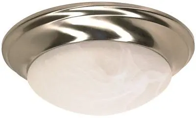 Flush Mount One Light 12 In. Brushed Nickel With Alabaster Glass 1