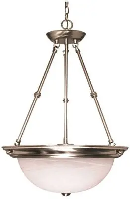 Pendant, 3-Light, Bn, 20 In. Dia, Alabaster Glass, Fl 1