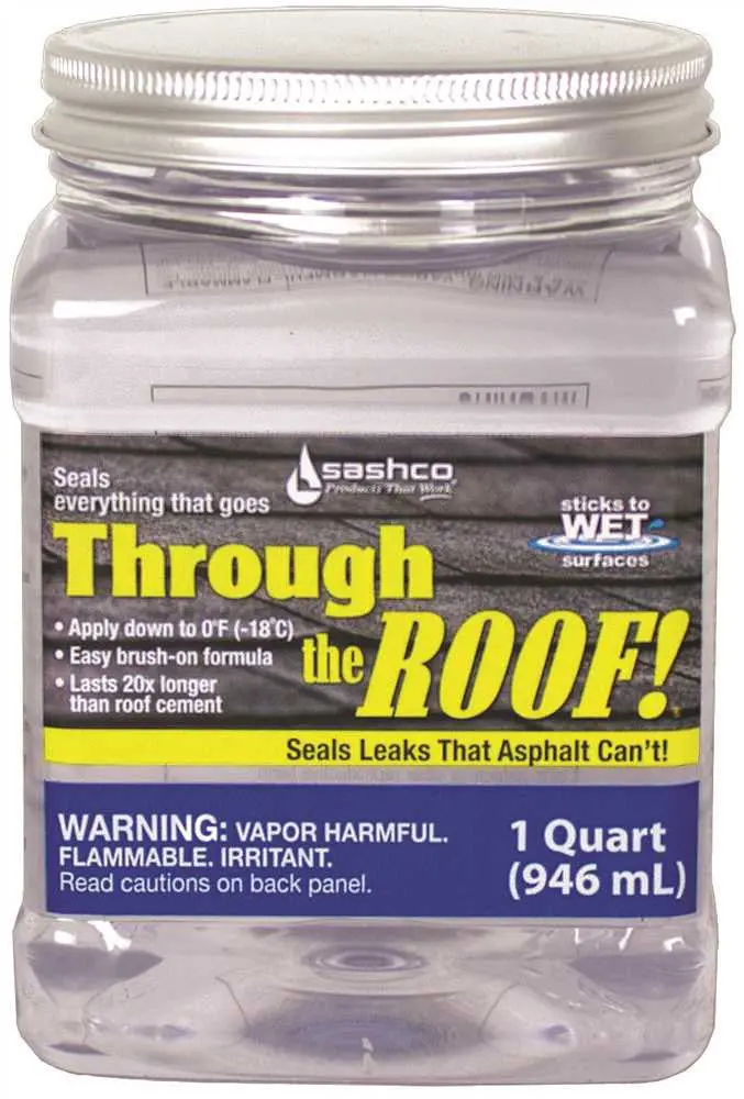 Through The Roof!&Reg; Waterproof Sealant, Brush Grade, 1 Quart, Clear 1