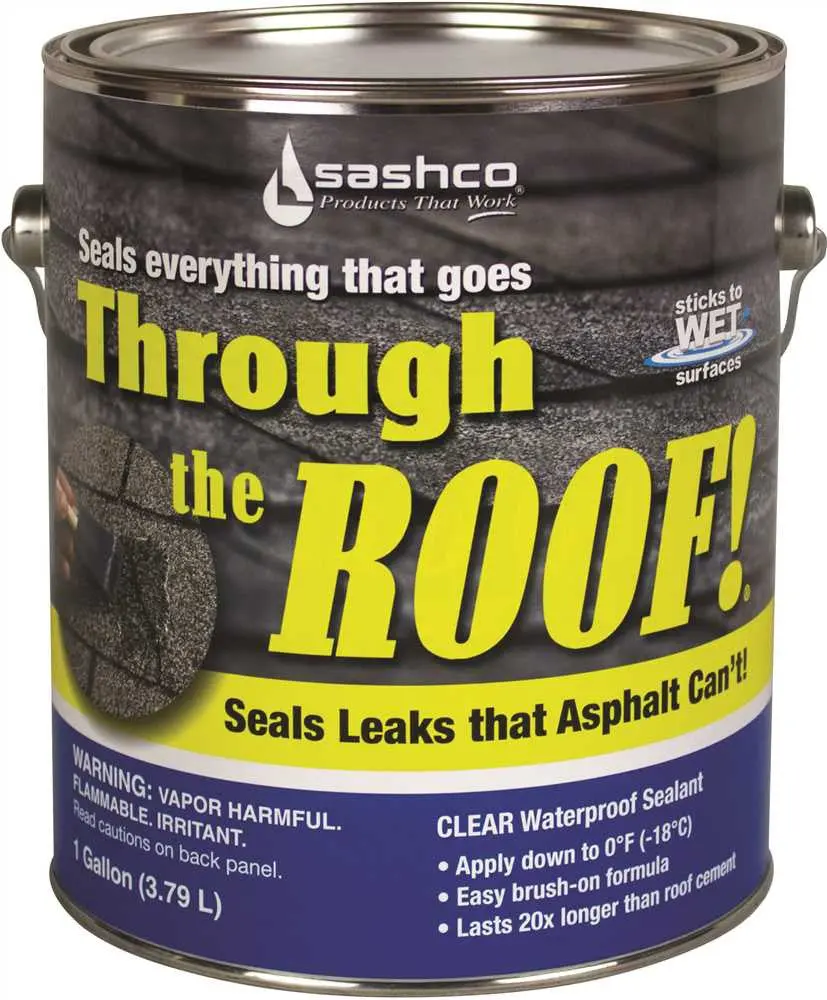 Through The Roof!&Reg; Waterproof Sealant, Brush Grade, 1 Gallon, Clear 1