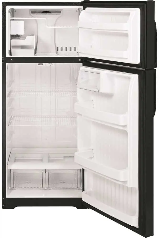 Ge&Reg; Energy Star&Reg; 18.1 Cu. Ft. Top Freezer Refrigerator, Black, Reversible Door Swing 1