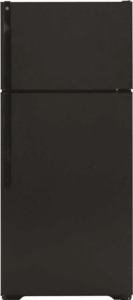 Ge&Reg; 15.5 Cu. Ft. Top Freezer Refrigerator, Black, Reversible Door Swing 1
