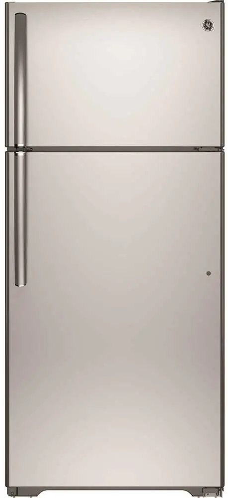 Ge&Reg; 15.5 Cu. Ft. Top Freezer Refrigerator, Stainless Steel, Reversible Door Swing 1
