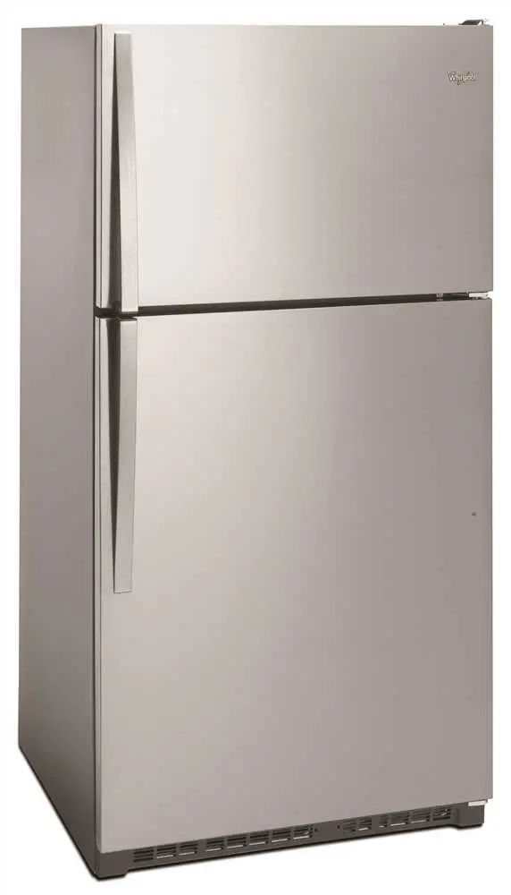 Whirlpool&Reg; 21 Cu. Ft. Top Freezer Refrigerator, Monochromatic Stainless Steel, Reversible Door Swing 1
