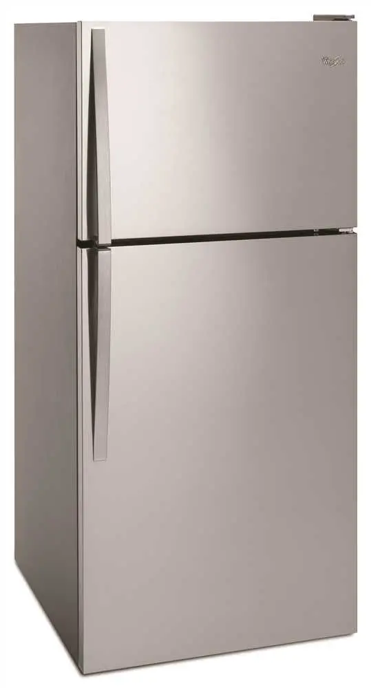 Whirlpool&Reg; 18.2 Cu. Ft. Top Freezer Refrigerator, Monochromatic Stainless Steel, Reversible Door Swing 1
