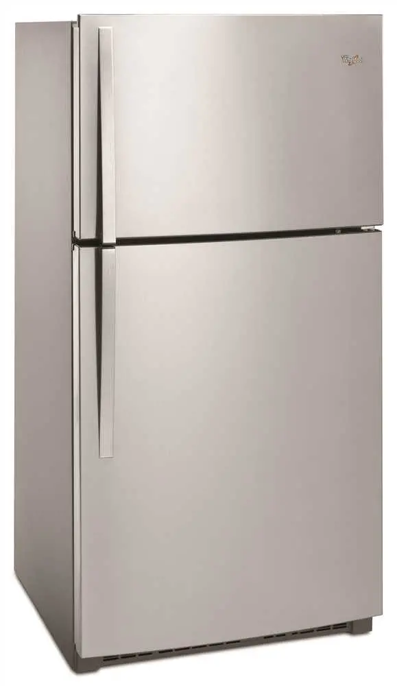 Whirlpool&Reg; 21 Cu. Ft. Top Freezer Refrigerator, Monochromatic Stainless Steel,  Reversible Door Swing 1