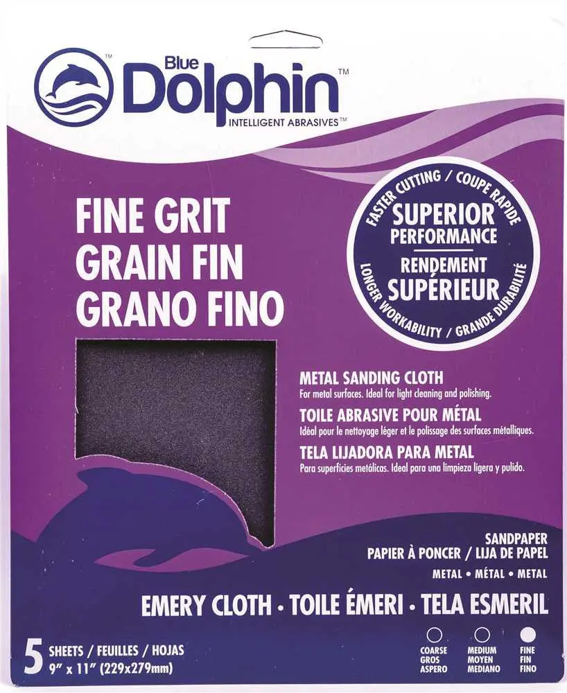 Blue Dolphin&Trade; Emery Cloth, 9 In. X 11 In., Fine, 5 Pack 1