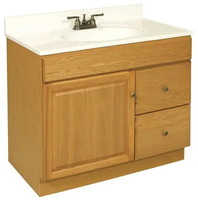 Design House&Reg; Claremont Bathroom Vanity Cabinet, Ready To Assemble, 1 Door, 2 Drawer, Honey Oak, 36X31-1-2X21-1-2" 1