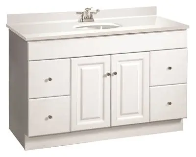 Design House&Reg; Wyndham Bathroom Vanity Cabinet, Ready To Assemble, 2 Door, 4 Drawer, White, 48X31-1-2X21" 1
