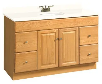 Design House&Reg; Claremont Bathroom Vanity Cabinet, Ready To Assemble, 2 Door, 4 Drawer, Honey Oak, 48X31-1-2X21" 1