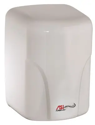 American Specialties Surface Mounted High Speed Hand Dryer, White, 11.29X8.06X7.07", 120 Volts, 14.6 Amps, 48-68 Cfm 1