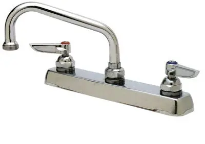 T & S Deck Mount Faucet 8 In. Center 12 In. Swing Spout Chrome 1
