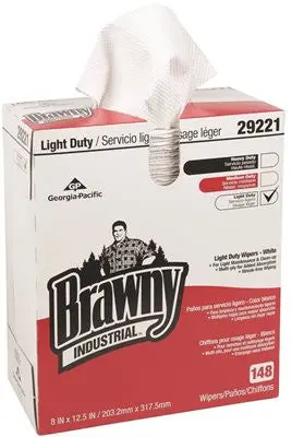 Brawny Industrial&Reg; Light Duty 2-Ply Wipers, 8" X 12.5", 148 Count Per Box And 20 Boxes Per Case 1