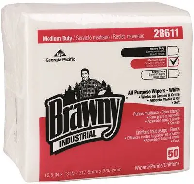 Brawny Industrial&Reg; Airlaid 1-4 Fold Wipers, White, Light Weight, General Purpose, 50 Per Bag, 18 Bags Per Case 1