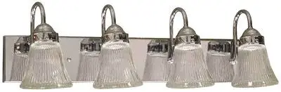 Fixture Four Light Chrome Bath Clear Ribbed Glass 100 Watt 1