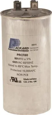 Packard Round Motor Run Capacitor, 80 Mfd, 440 Vac 1