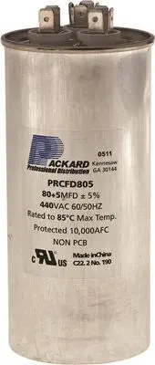Packard Dual Round Motor Run Capacitor, 80-5 Mfd, 440 Vac 1
